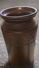 Vintage Salt Glazed Stoneware Vase Brown Rustic Studio Pottery Kitchenalia