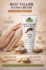 Spanish Garden Beef Tallow Hand Cream Deep Moisturizing For Cracked Skin 6Oz NEW