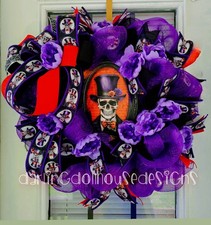Halloween Skeleton Mesh Wreath Handmade