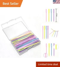 Vibrant 2.7" Plastic Sewing Needles - 52Safety Large Eye Needles for Crafts