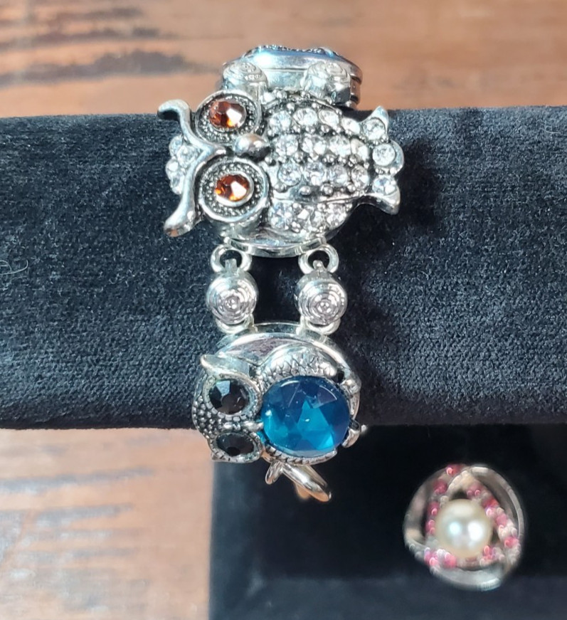 5 Snap Button Silver Tone Metal Toggle Bracelet W… - image 7