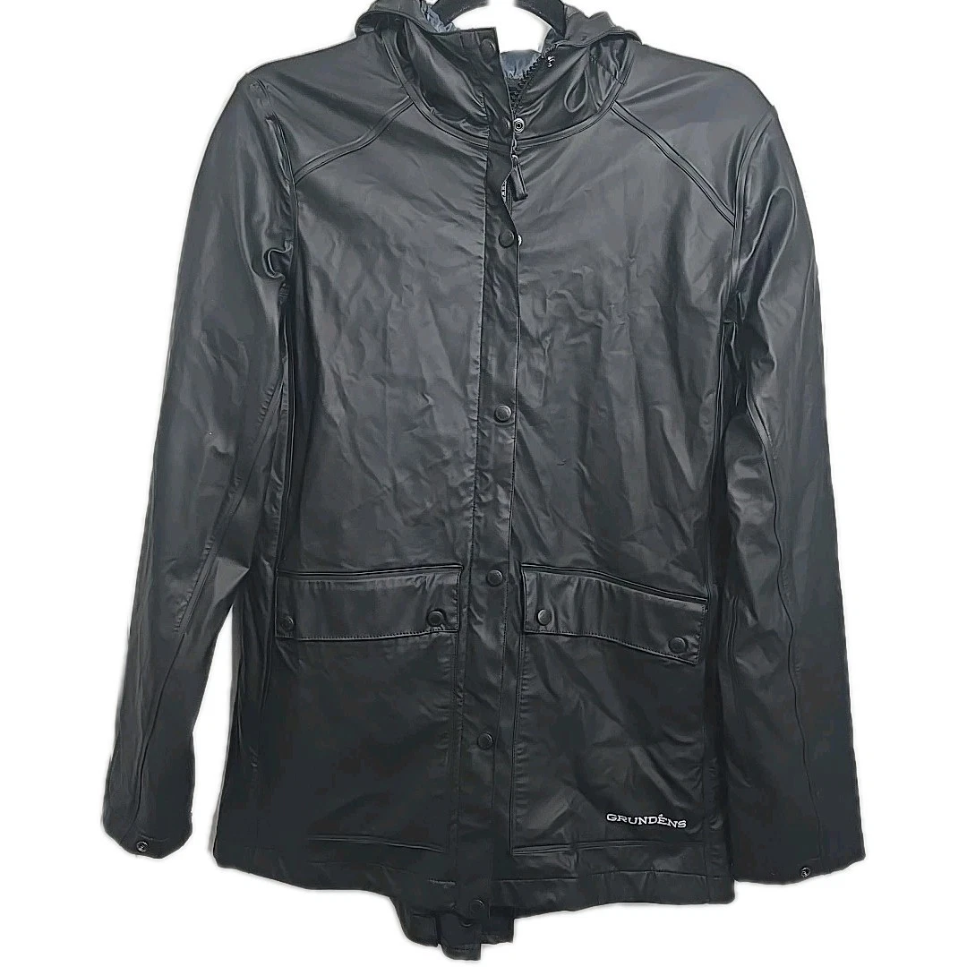 Grundens Black Full Zip Weather Watch Hooded Rain Jacket Men's Size Medium