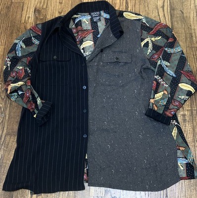 KOOS Of Course! Men's XL Multicolor Striped Woven Button-Up Shirt w/ Pockets