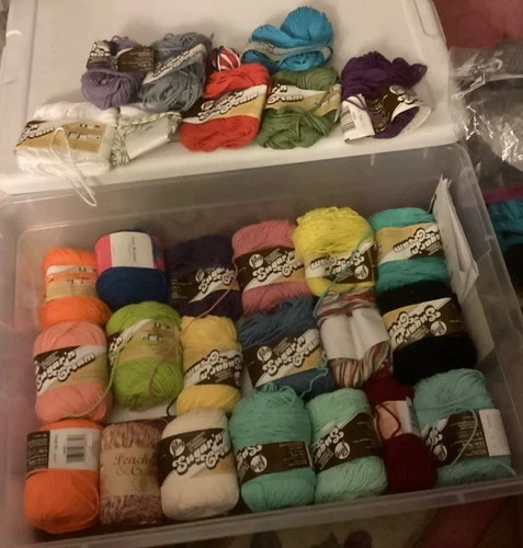 Assorted Lily Sugar'n Cream Cotton Yarn Lot Mixed New & Partial  - product listing photo
