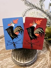 Vintage Midcentury Rooster Playing Cards, Chicken Playing Cards, Swap Card