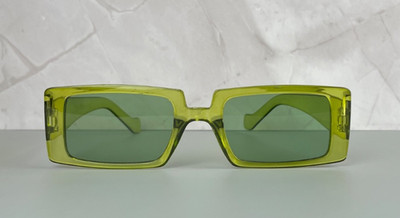 Translucent Green Rectangle Sunglasses with Green Lenses