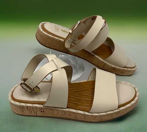 Size US 10M Franco Sarto A-Zarlo Ivory Leather Sandal Cork Sole - Picture 15 of 16