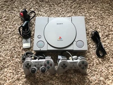 Sony PlayStation 1 Game Console - Gray w/ 2 OEM Controllers, Memory Card Tested