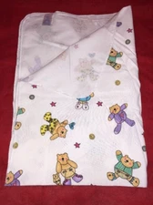 LOT OF 3 Infant Baby Receiving Swaddling Blankets Bear Joy 100% Cotton 30"x40"