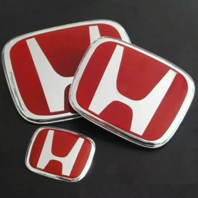 3PCS RED FRONT + REAR + STEERING BADGE EMBLEM FOR ACCORD SEDAN 2008-2013