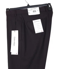 Calvin Klein Men's Slim-Fit Stretch Dress Pants Wine/Black Houndstooth 42x30 NWT
