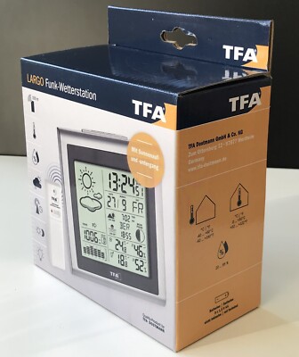 TFA Dostmann LARGO 35.1145.54 Funk-Wetterstation Batterie Vorhersage -  NEU OVP