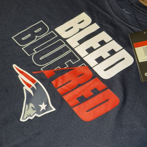 New England Patriots Nike NFL Bleed Blue/Red Team Slogan Tee Shirt Size Large - Picture 2 of 11