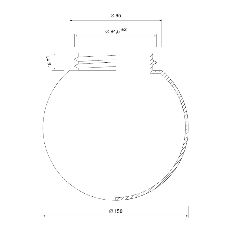 Lampenschirm Kugelglas Ersatzglas 4047 Lampenglas Gewinde Glas Weiß Ø 150/84,5mm - Bild 2 von 3