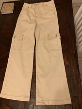 Wide leg cargo pants sz 7/28 cream