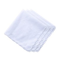 White Handkerchiefs Premium 60s Cotton scalloped Hankies 11 Inches