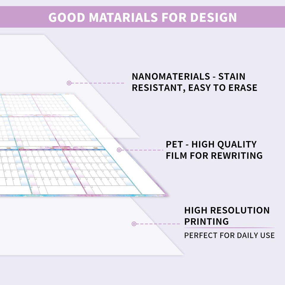 Large Dry Erase Calendar for Wall Yearly Wall Calendar Dry Erase, 58