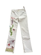 Roberto Cavalli embroidered white vintage jeans Size S