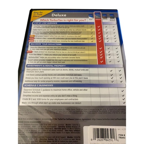 Pre-Loved Intuit TurboTax Deluxe Federal & State Returns 2013 e-file Mac PC CD - Picture 4 of 7