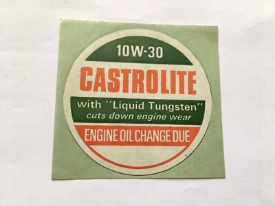 VINTAGE CASTROLITE UNBENUTZTER MOTORRAUM ÖL ERINNERUNGSAUFKLEBER/AUFKLEBER um 1960