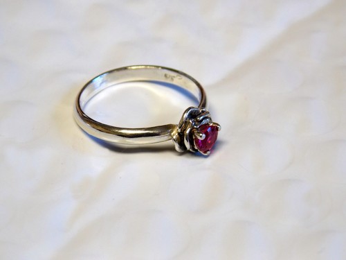 Red Lab Ruby Size 7 Ring 925 Sterling Silver 0.25ct Small Flower USA Made - Picture 5 of 7