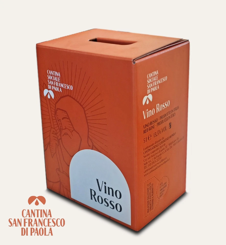 CANTINA SAN FRANCESCO DI PAOLA VINO ROSSO IN BAG IN BOX DA 5 LT VENDEMMIA 2024 / NERO D'AVOLA / MERLOT
