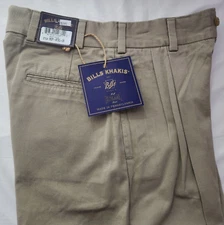 Bills Khakis Pants M2P-KTBL Sz 26 Khaki Pleated Twill Standard Fit Unhemmed NWT