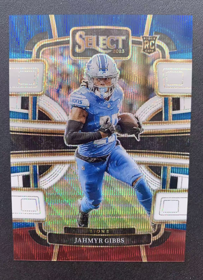 Jahmyr Gibbs 2023 Panini Select Rookie RC /259 Blue White Red Wave Refractor -YO