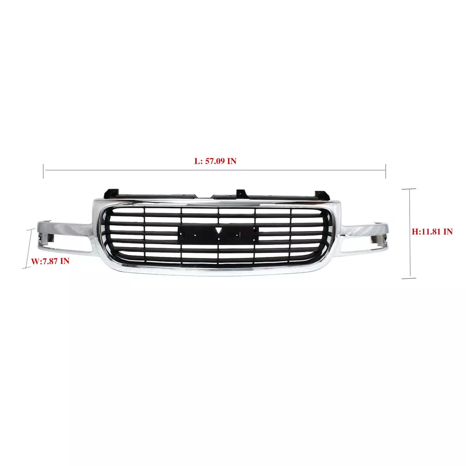 Grille For 2000-2006 GMC Yukon&XL Chrome Shell  1999-2002 Sierra 1500 2500 SLT - Image 2 of 4