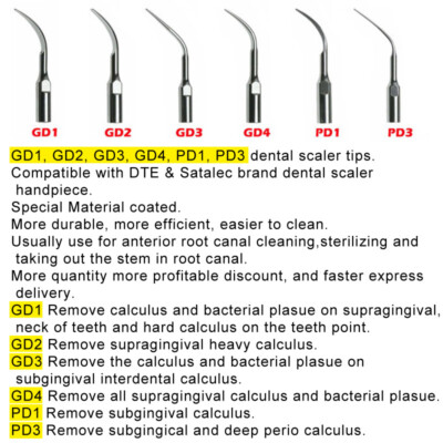 5 Ultrasonic Dental Scaler Tips - Fit EMS Cavitron/DTE SATELEC, Piezoelectric 4 thumbnail image
