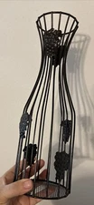 12” Black Metal Wire Vase WINE BOTTLE CORK HOLDER Home Decor