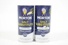 2 Morton SALT SUBSTITUTE Sodium Free For All Cooking 3 1/8 Ounces
