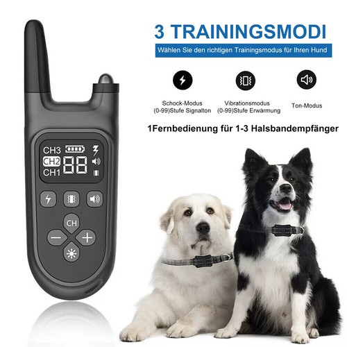 1000M Hund Ausbildung Stromschlag Erziehungshalsband Hunde Vibration Ton e-Shock - Bild 3 von 13