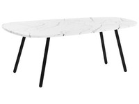 Couchtisch Marmor Optik Weiß Metallbeine Schwarz Oval 100 X 60 Cm Glamour Biddle