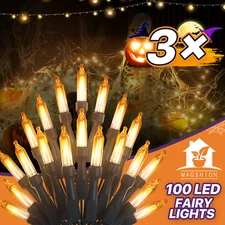 3 Pcs Halloween Plug In 100 LED String Fairy Light Rainproof w/8 Mode Controller