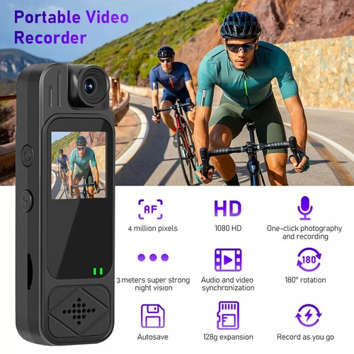 20 Hour 1080P Camcorder Mini Police Body Camera HD 180° Video DVR IR Night Cam - Picture 7 of 23