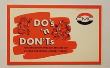 Do's 'n Don'ts,  CMC Continental Aircraft Engine 20 Page Brochure Name On Front