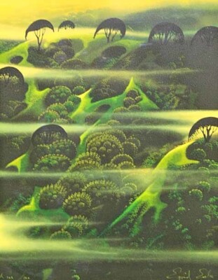 EYVIND EARLE ''Early Morning Fog'' signiert gerahmt Siebdruck 102/120