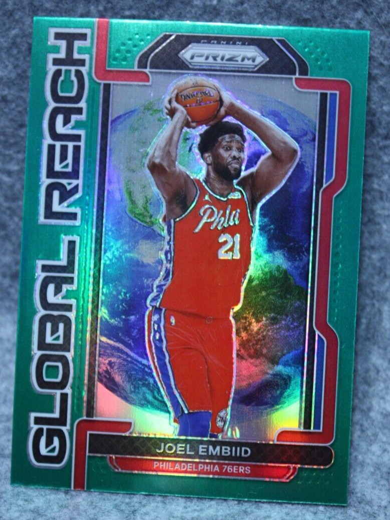 Joel Embiid 2021-22 Panini Prizm Global Reach Green Prizm #2 Sixers