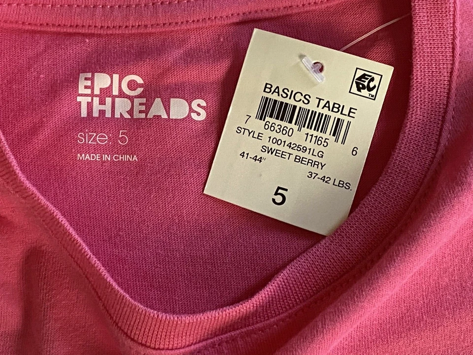 Epic нитки твердого основной футболка девочек Sweet Berry короткий рукав размер 5 новый с Ярлыками - Изображение 4 из 4
