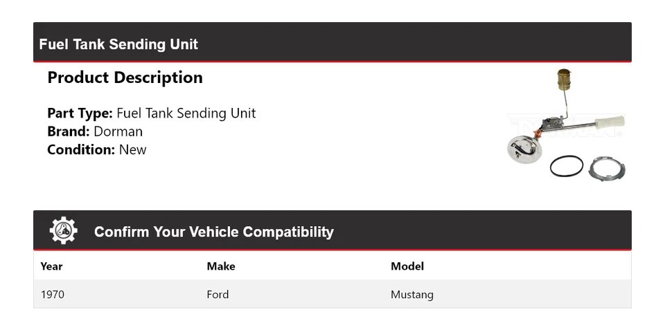For 1970 Ford Mustang Dorman Fuel Tank Sending Unit - Изображение 2 из 4