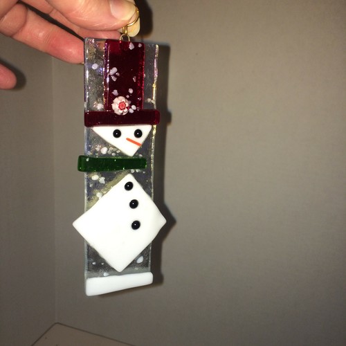 NEW Glass Handcrafted SNOWMAN Ornament / Hanger 5 1/2" Tall (from hanger) - Imagen 7 de 11