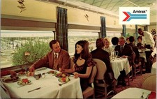 Vintage Amtrak Deluxe Dining Car Postcard - Marina View - 1970s Chrome
