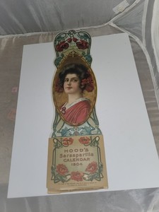 Original Victorian 1904 Hood's Sarsaparilla Advertising Calendar 4 3/8 × 15 in 