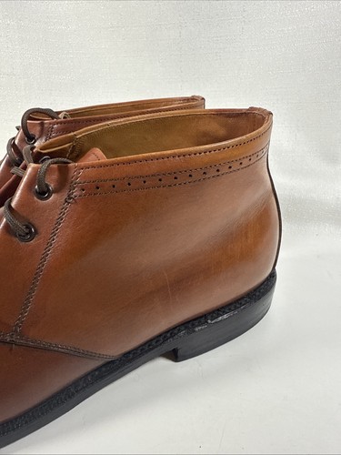 Stivali uomo Allen Edmonds Foxboro taglia 9 D pelle marrone stringati eleganti - Foto 3 di 16