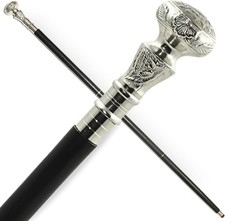 Vintage Antique Walking Cane Wooden Walking Stick Silver Brass Handle Knob Gift