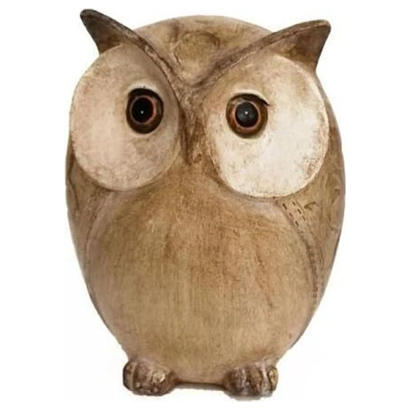 Gufo in Resina Effetto Legno 14 cm Soprammobile Statuetta Arredo Casa, fotografia 3 di 9