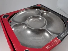 Rare Wilton Armetale Poker Game Table Ware Chip and Dip Server.  New. ~ 14" diam
