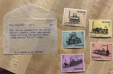 Vintage 1964 San Marino Railroad Trains Locomotives History stamps set Set Of 5