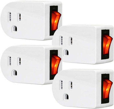 Grounded Outlet Adapter, ETL Listed Wall Tap Adapter with Red Indicator On/Off P